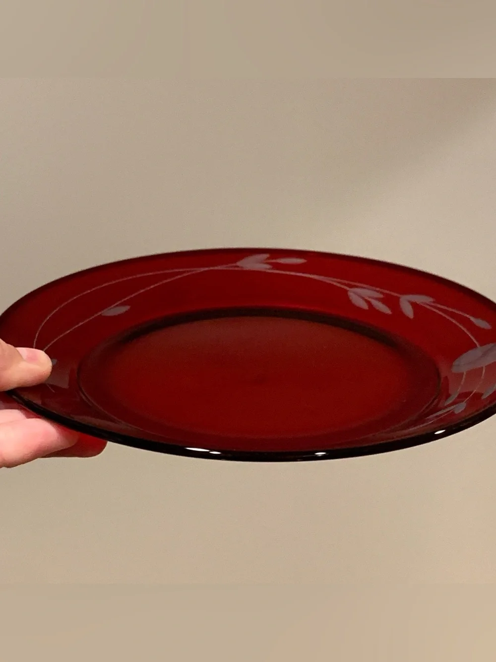 Vintage Princess House Heritage 8 in. Ruby Red Glass Plates Set of 4 France #639